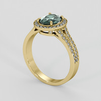 2.25 Ct. Bluish Green Sapphire Ring, 18K Yellow Gold 2
