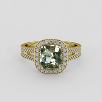 3.01 Ct. Greenish Blue Sapphire Ring, 18K Yellow Gold 1