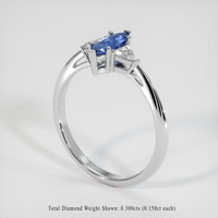 0.62 Ct. Blue Sapphire Ring, 10K White Gold 2