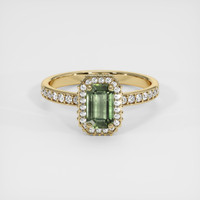 1.29 Ct. Green Sapphire Ring, 18K Yellow Gold 1