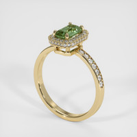 1.29 Ct. Green Sapphire Ring, 18K Yellow Gold 2