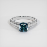 1.69 Ct. Greenish Blue Sapphire Ring, Platinum 950 1