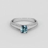 0.72 Ct. Greenish Blue Sapphire Ring, Platinum 950 1
