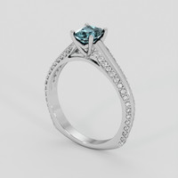 0.72 Ct. Greenish Blue Sapphire Ring, Platinum 950 2