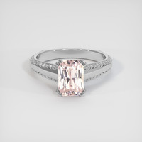 2.57 Ct. Peach Sapphire Ring, 14K White Gold 1