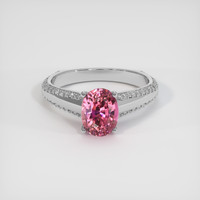 1.92 Ct. Pink Sapphire Ring, 18K White Gold 1