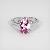 3.02 Ct. Pink Sapphire Ring, 18K White Gold 1
