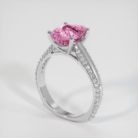 3.02 Ct. Pink Sapphire Ring, 18K White Gold 2