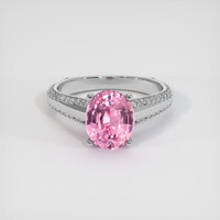2.65 Ct. Pink Sapphire Ring, 18K White Gold 1