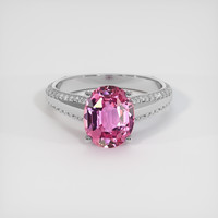 2.50 Ct. Purplish Pink Sapphire Ring, 18K White Gold 1