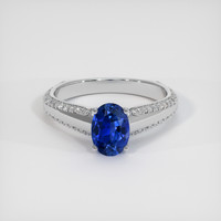 1.08 Ct. Blue Sapphire Ring, 18K White Gold 1