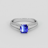 1.04 Ct. Blue Sapphire Ring, 18K White Gold 1