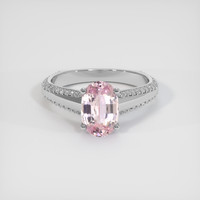1.75 Ct. Pink Sapphire Ring, 18K White Gold 1