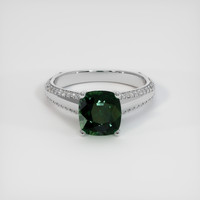 3.31 Ct. Green Sapphire Ring, 18K White Gold 1