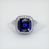 5.56 Ct. Blue Sapphire Ring, 14K White Gold 1