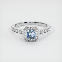 0.48 Ct. Greenish Blue Sapphire Ring, 18K White Gold 1