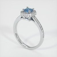 0.48 Ct. Greenish Blue Sapphire Ring, 18K White Gold 2