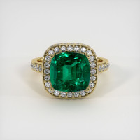 4.39 Ct. Emerald   Ring, 18K Yellow Gold 1