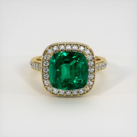 4.39 Ct. Emerald Ring, 18K Yellow Gold 1