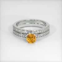 0.68 Ct. Orangish Yellow Sapphire Ring, Platinum 950 1