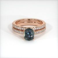 1.70 Ct. Greenish Blue Sapphire Ring, 18K Rose Gold 1