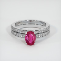 0.70 Ct. Pinkish Red Ruby Ring, 10K White Gold 1