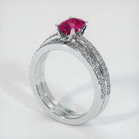 0.70 Ct. Pinkish Red Ruby Ring, 10K White Gold 2