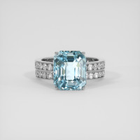5.65 Ct. Blue Aquamarine Ring, 14K White Gold 1
