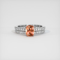 1.59 Ct. Padparadscha Sapphire Ring, 14K White Gold 1