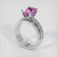 4.02 Ct. Pink Sapphire Ring, 14K White Gold 2