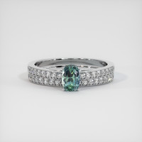 0.74 Ct. Sapphire Ring, 14K White Gold 1