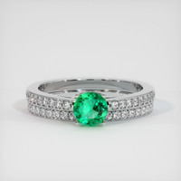 0.40 Ct. Emerald Ring, 18K White Gold 1