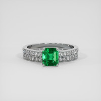 1.43 Ct. Emerald Ring, 18K White Gold 1