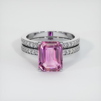 6.02 Ct. Pink Sapphire Ring, 18K White Gold 1