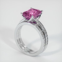 6.02 Ct. Pink Sapphire Ring, 18K White Gold 2