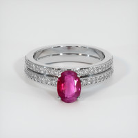 0.90 Ct. Ruby Ring, 18K White Gold 1