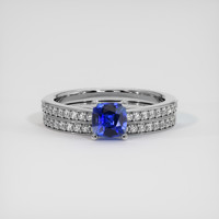 0.65 Ct. Blue Sapphire Ring, 18K White Gold 1