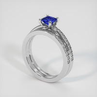 0.65 Ct. Blue Sapphire Ring, 18K White Gold 2