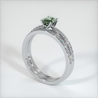 0.66 Ct. Green Sapphire Ring, 18K White Gold 2