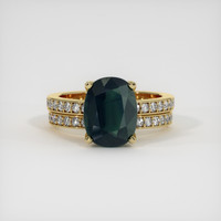 4.10 Ct. Green Sapphire Ring, 10K Yellow Gold 1