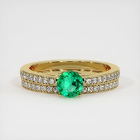 0.40 Ct. Emerald Ring, 18K Yellow Gold 1
