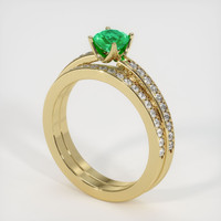 0.40 Ct. Emerald Ring, 18K Yellow Gold 2