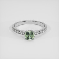 1.34 Ct. Green Sapphire Ring, 18K White Gold 1