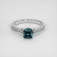 1.37 Ct. Greenish Blue Sapphire Ring, Platinum 950 1