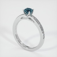 0.77 Ct. Greenish Blue Sapphire Ring, Platinum 950 2