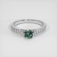 0.86 Ct. Bluish Green Sapphire Ring, Platinum 950 1