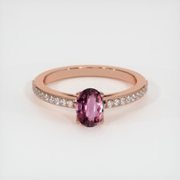 1.00 Ct. Reddish Pink Sapphire Ring, 18K Rose Gold 1