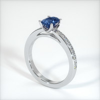 0.97 Ct. Blue Sapphire Ring, 10K White Gold 2