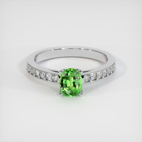 0.73 Ct. Yellowish Green Chrome Tourmaline Ring, 10K White Gold 1