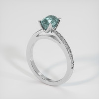 2.29 Ct. Bluish Green Sapphire Ring, 10K White Gold 2